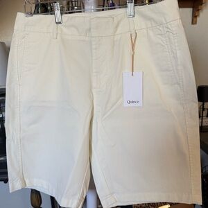 Quince Organic Cotton Stretch Bermuda Shorts Size 12 Cream